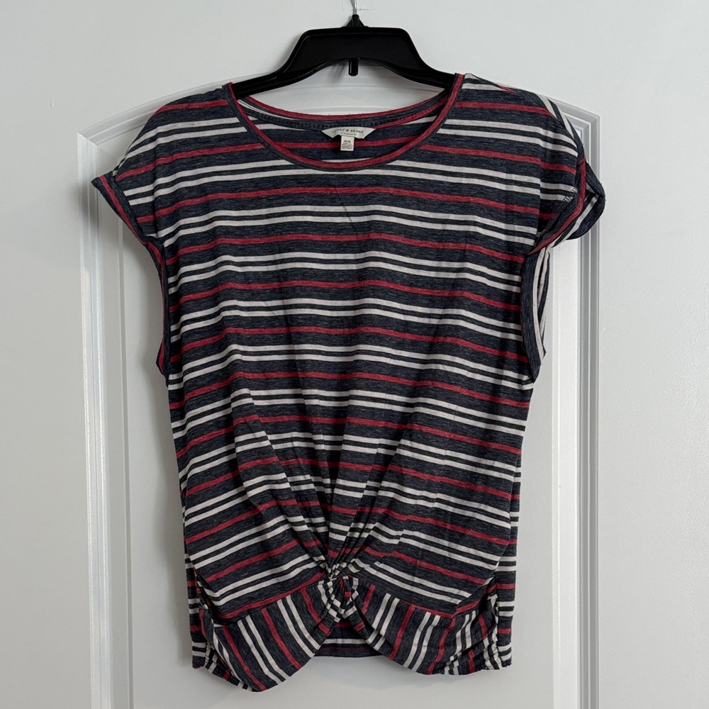 Lucky Brand Striped Knot-Front Top - Blue, Red, White